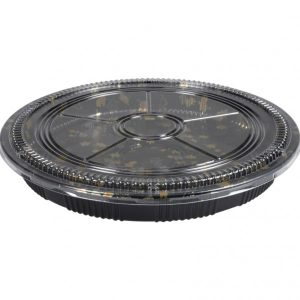 Sushifat rund med Lock svart - 37,6×37,6×5,5cm