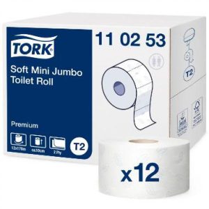 Toalettrulle Tork Premium Soft Mini Jumbo T2 vit