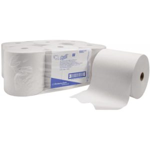 Handduksrulle 1-lagers vit blandfibrer airflex - 304m x 20cm