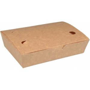Snackbox brun med gångjärnslock - 20x14x5cm