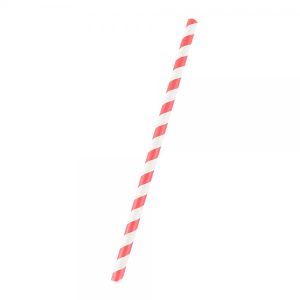 Sugrör i rött och vitt papper, 21cm