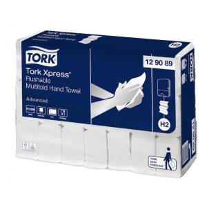 Handdukspapper Tork H2 Advanced Flushable 2-lager Vit
