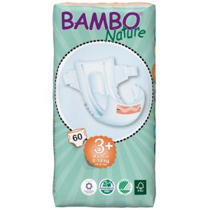 Barnblöja tejpblöja Bambo Nature Midi 3+ vit med våtindikator