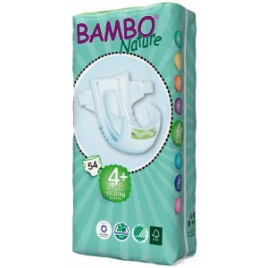 Barnblöja tejpblöja Bambo Nature Maxi 4+ vit med fuktindikator 10-20 kg