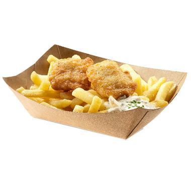 Pommes Frites-skål, 137x86x52 mm, kraftig brun, PLA