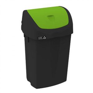 Avfallsbehållare Recycle 15 l Sort med grönt vipplock
