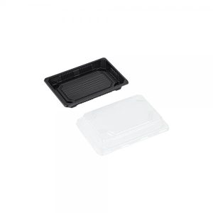 Sushifat med lock 350ml svart/genomskinligt - 170x120x40mm