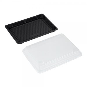 Sushi Bricka med Lock 800ml, PS, 260x190x40 mm, sort/transparent CH5
