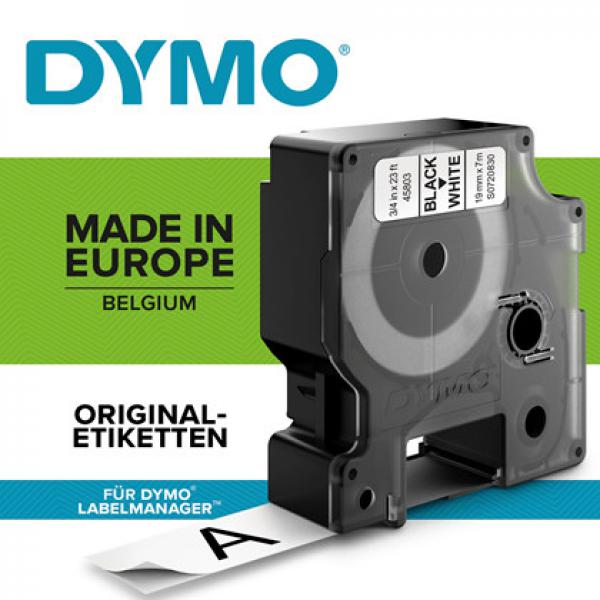 Etikettband DYMO D1 svart på vit