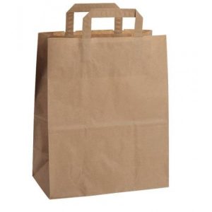 Papperspåse 6L brun med handtag 180x105x230 mm