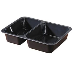 TRAY MENU CPET BK 2-COMP 225X175X43