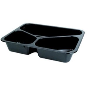 TRAY, MENU, CPET, BK, 3-COMP, 225X175X43