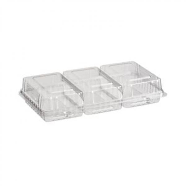 Lunchlåda klar PET 3-fack med lock smörgås - 245x145x45 mm
