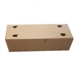 Korvlåda med lock liten brun/vit papp 200x100x50mm