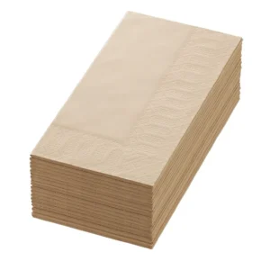 Servett i papper 33 x 33 cm - Naturlig Brun - 3-lager - 1/8 vikning