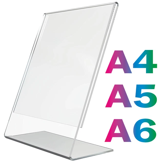 Skyltställ – Akryl – L‐fot – A4, A5 och A6